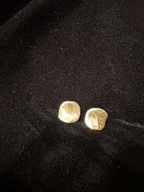 Mother of Pearl Gold Organic Petal Stud Earrings